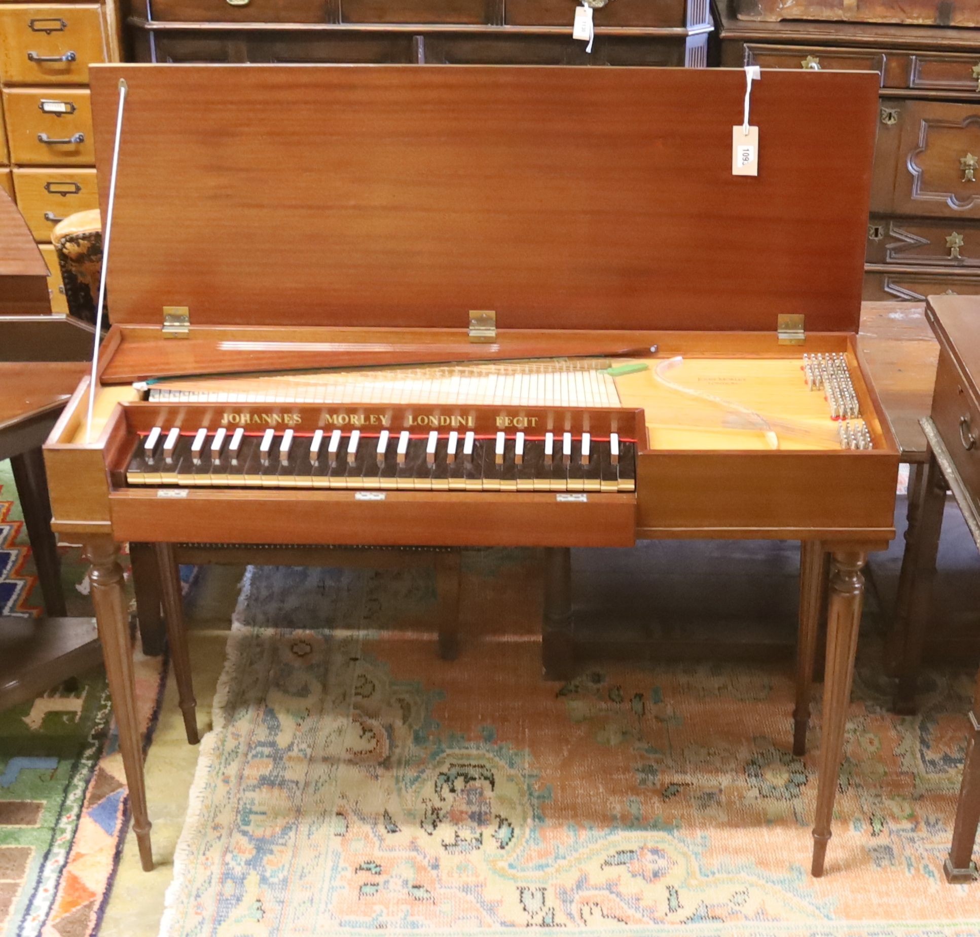 A modern mahogany clavichord by John Morley, London